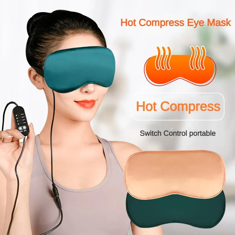 Máscara de Dormir con Compresa Caliente USB de Seda Natural
